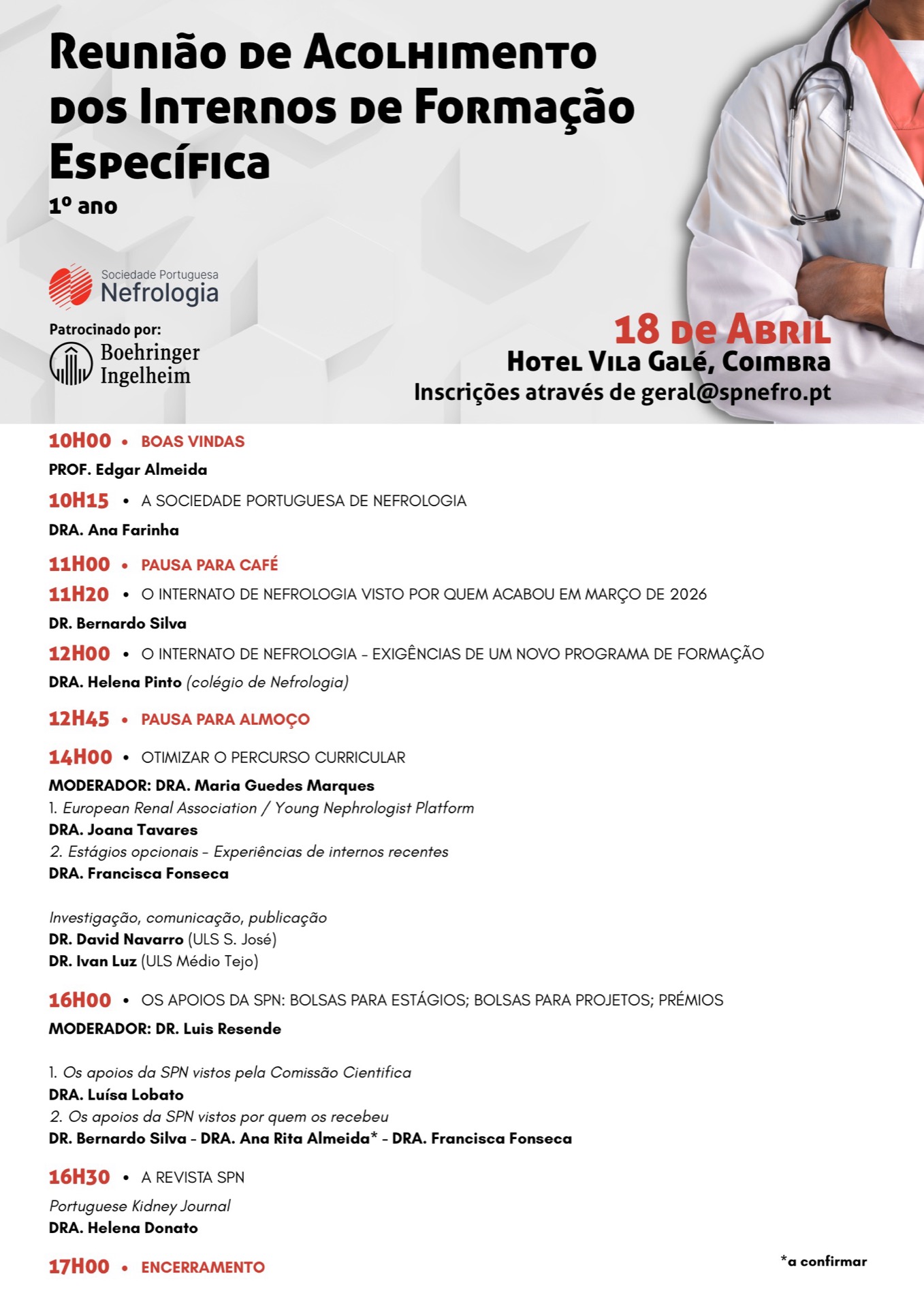 Programa detalhado da Reunião de Acolhimento dos IFE de 1.º ano